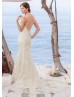 Plunging Sweetheart Neck Ivory Lace Tulle Classic Wedding Dress